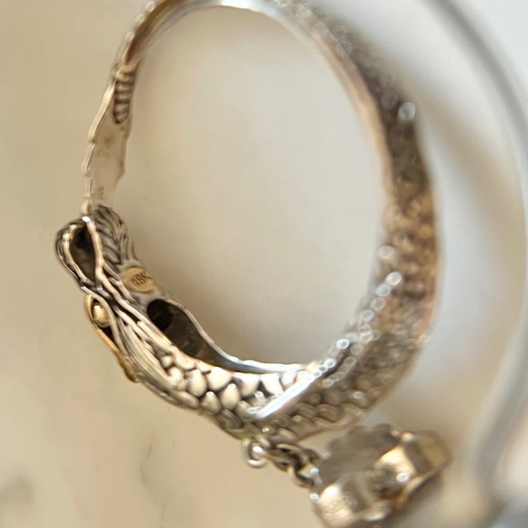 John Hardy 18K and Sterling Silver Naga Dragon Hoop Earrings - Picture 8 of 9